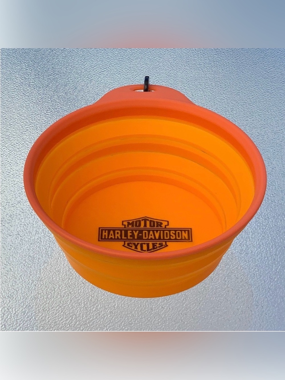 Harley-Davidson® Bright Orange Collapsible Silicone Pet Travel Bowl